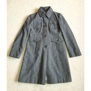 Womens Coat-KENNETH COLE REACTION-grey wool blend lined button-down Preppy-10